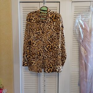NWT INC International Concepts Leopard Print Button-Down Blouse – Size: Large